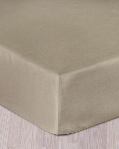 Cearșaf din satin cu bandă elastică bej închis 90x200cm
