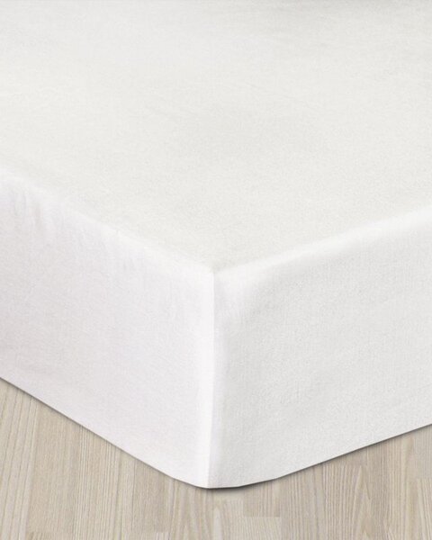Cearșaf din satin cu bandă elastică alb 140 x 200 cm