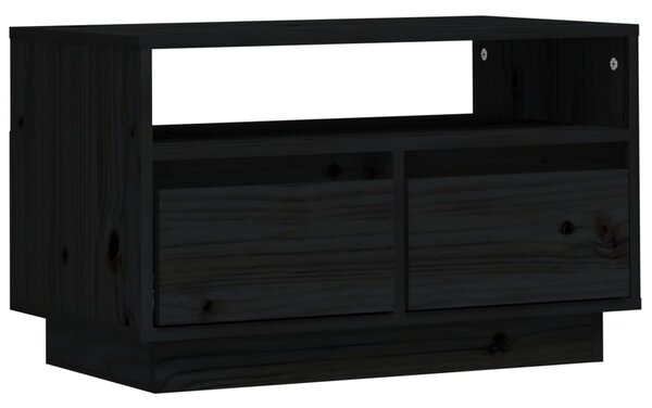 Comodă TV, negru, 60x35x37 cm, lemn masiv de pin