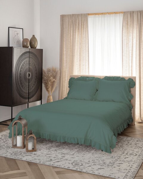 Lenjerie de pat din bumbac 160x200cm dark green