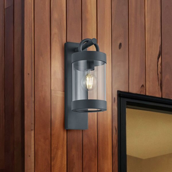 Trio Lighting Sambesi lampă de perete pentru exterior, senzor crepuscular, negru, Negru, Metal, Modern