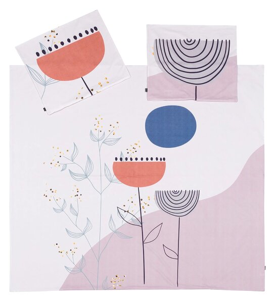 Set de lenjerie de pat din bumbac Abtrative Poppy 160x200cm