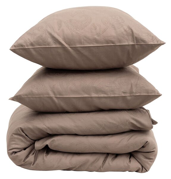 Lenjerie de pat din satin Jacquard Mocha Whisper 160x200 cm