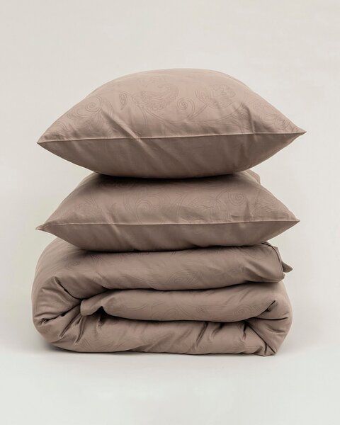 Lenjerie de pat din satin Jacquard Mocha Whisper 160x200 cm