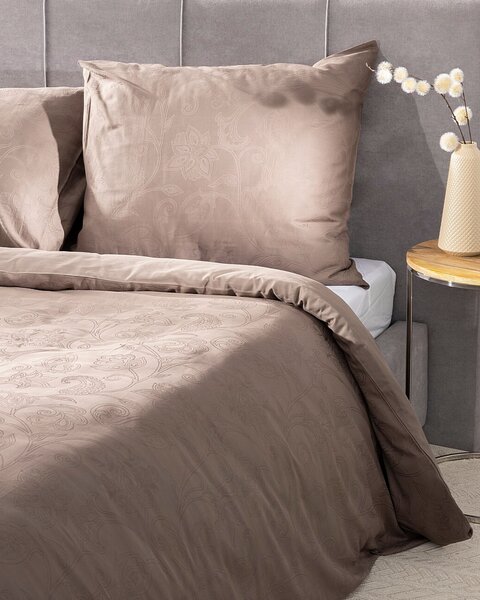 Lenjerie de pat din satin Jacquard Mocha Whisper 160x200 cm