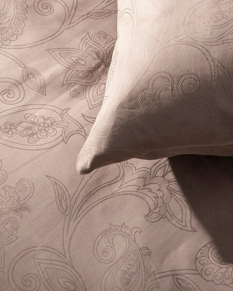 Lenjerie de pat din satin Jacquard Mocha Whisper 160x200 cm