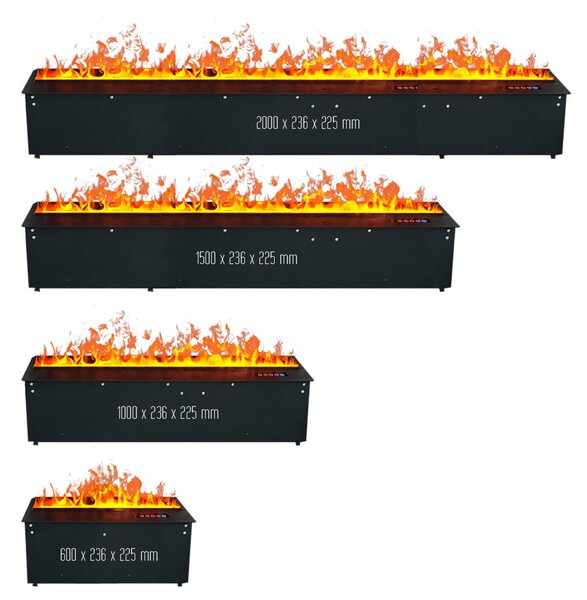 Focar semineu electric 3D cu vapori de apa incorporabil, Led, cu sunet, 8 culori, Wi-Fi cu APP internet, ElectricSun MISTique XXL 200cm
