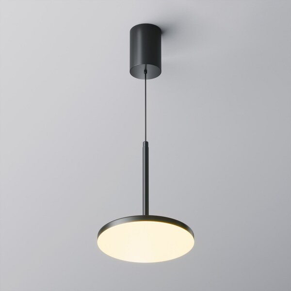 Maytoni Lampă suspendată LED Plato, negru, Ø 18,5 cm, aluminiu, Negru, Camera de zi / sufragerie, Aluminiu, Modern