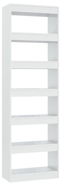 Bibliotecă/Separator cameră, alb extralucios, 60x30x198 cm
