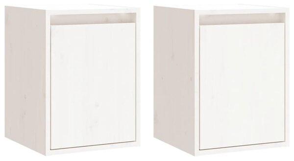 Dulapuri de perete 2 buc. alb, 30x30x40 cm, lemn masiv de pin