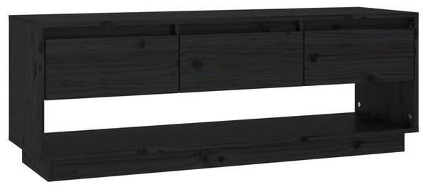 Comodă TV, negru, 110,5x34x40 cm, lemn masiv de pin