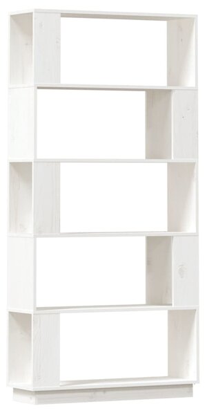 Bibliotecă/Separator cameră, alb, 80x25x132 cm lemn masiv pin