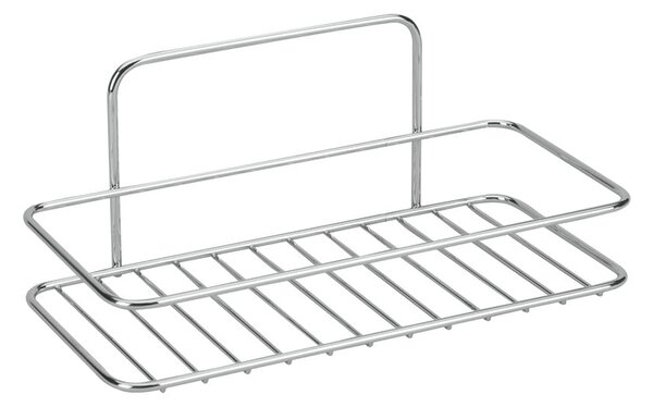 Raft pentru baie argintiu lucios de agățat/autoadeziv din oțel Luxy – Metaltex