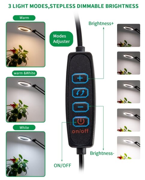 Lampă LED dimabilă de masă cu lupă Brilagi LED/12W/5V 3000/4200/6000K negru