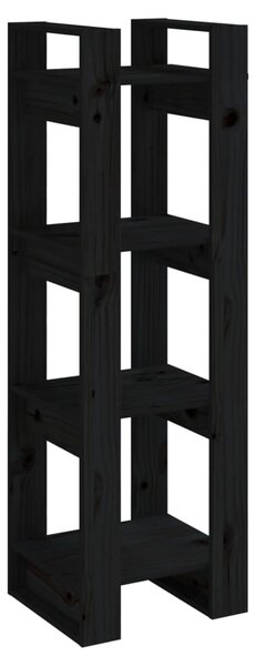 Bibliotecă/Separator cameră negru 41x35x125 cm lemn masiv pin