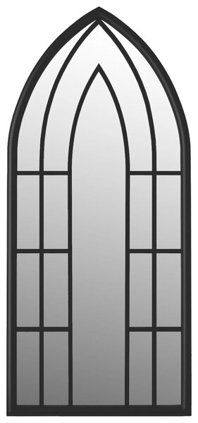 Oglindă de grădină, negru, 100x45 cm, fier uz exterior
