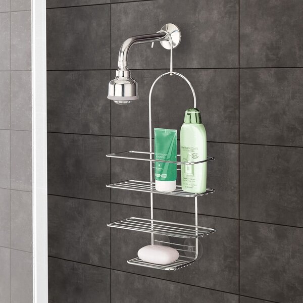 Raft pentru baie argintiu lucios de agățat din oțel Luxy – Metaltex