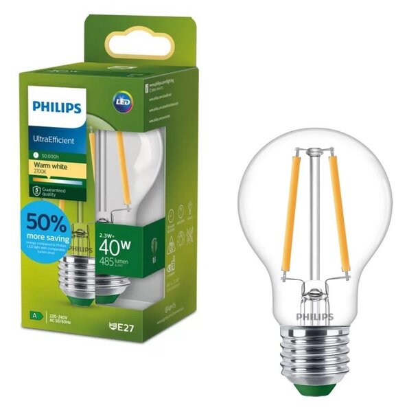 Bec LED Philips ULTRAEFFICIENT VINTAGE A60 E27, 2,3W, 230V, 2700K