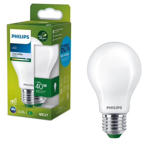 Bec LED Philips A60 ULTRAEFFICIENT, soclu E27, 2,3 W, 230 V, 4000 K