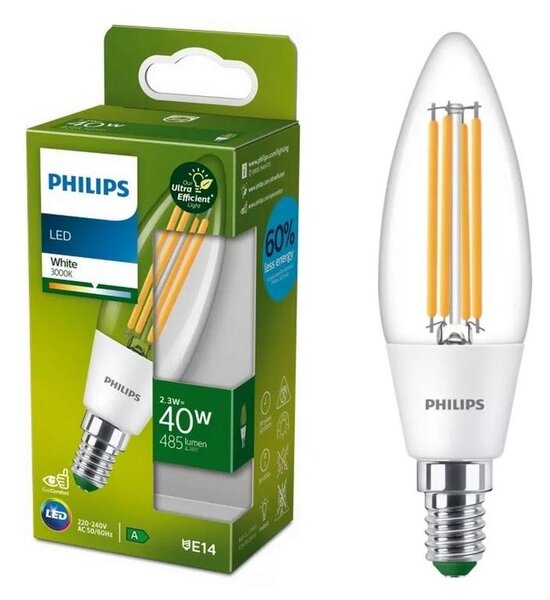 Bec LED Philips ULTRAEFFICIENT VINTAGE B35 E14/2,3W/230V 3000K