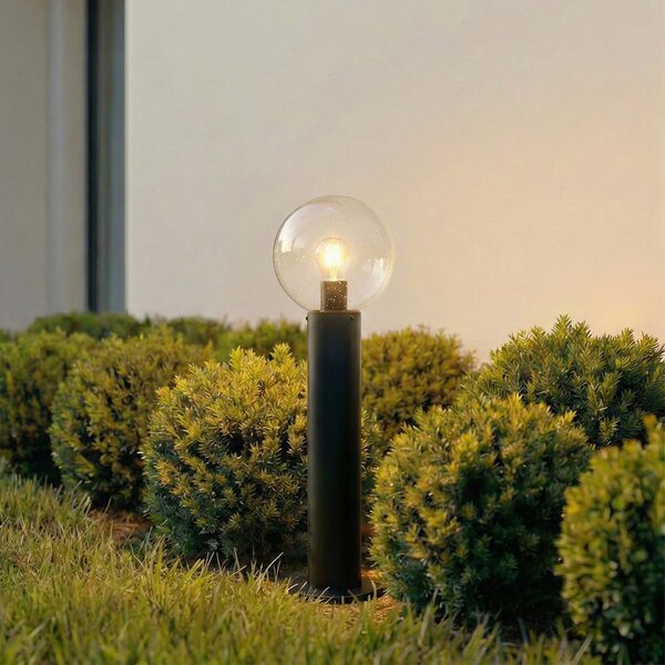 Lindby Lampă cu soclu Dangan, negru/transparent, înălțime 60 cm, sticlă, reglabil, Negru, Sticlă, Modern