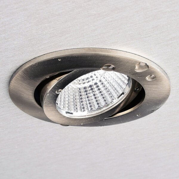 Deko-Light Plafonieră LED încastrată Dione, IP44, 4.000 K, nichel, dimabil, reglabil, Gri, Baie, Aluminiu, Modern, Corpuri de iluminat încastrate rotunde