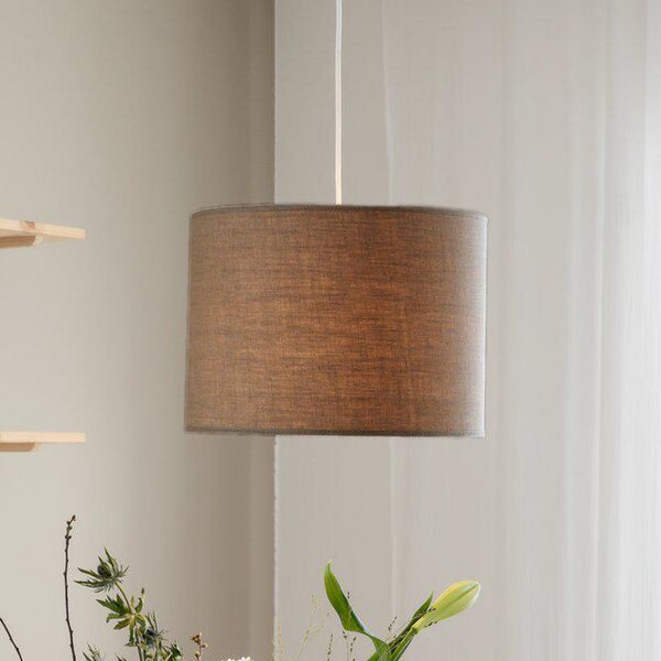 PR Home lampă suspendată Sara, maro moca, Ø 35 cm, lenjerie textilă, reglabil, Maro / Rugină, Camera de zi / sufragerie, Țesătură / Textil