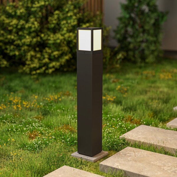 Deko-Light Bornă luminoasă Facado II, înălțime 65 cm, unghiulară, gri închis/opal, reglabil, Gri, Aluminiu