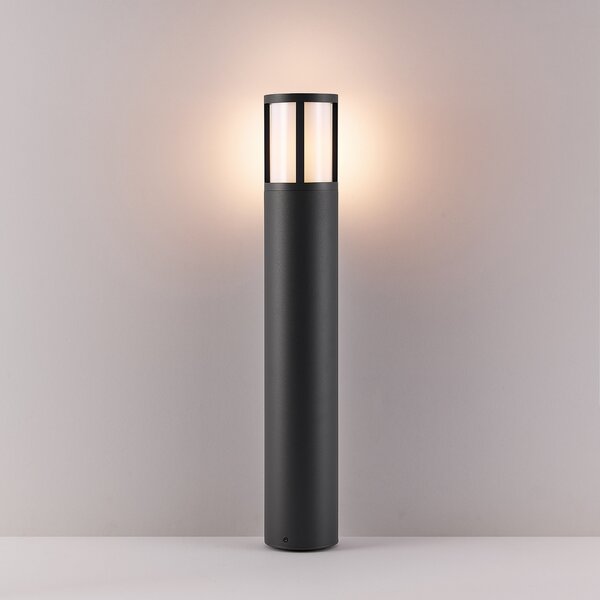 Deko-Light Bornă luminoasă Facado II, înălțime 65 cm, rotundă, gri închis/opal, reglabil, Gri, Aluminiu