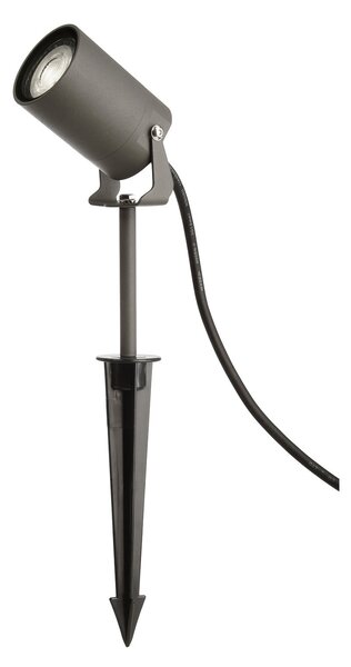 Deko-Light Spot cu vârf de sol Spiky, Ø 6 cm, gri, pivotant, IP65, GU10, reglabil, Gri, Aluminiu, Modern