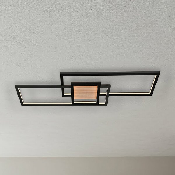 Lindby LED plafonieră Emiljan, negru, metal, dimabil, reglabil, Negru, Camera de zi / sufragerie, Metal, Modern