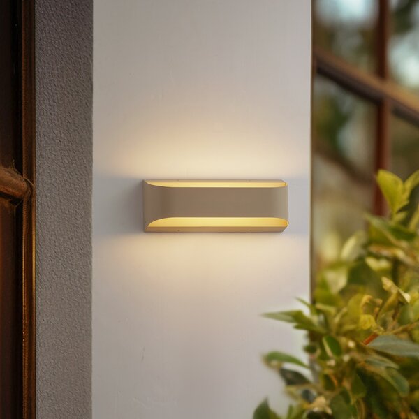 Lindby LED-Aplică de exterior Lenore, bej, metal, 36,5cm, Bej, Aluminiu, Modern