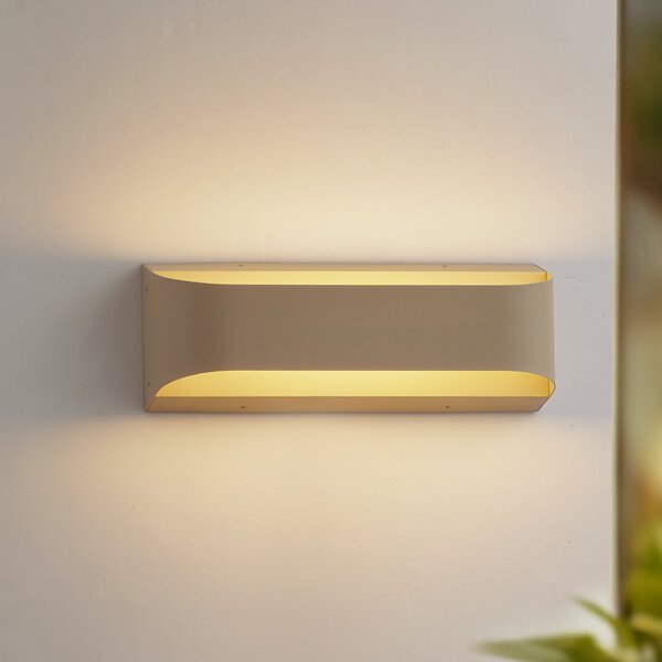 Lindby LED-Aplică de exterior Lenore, bej, metal, 36,5cm, Bej, Aluminiu, Modern