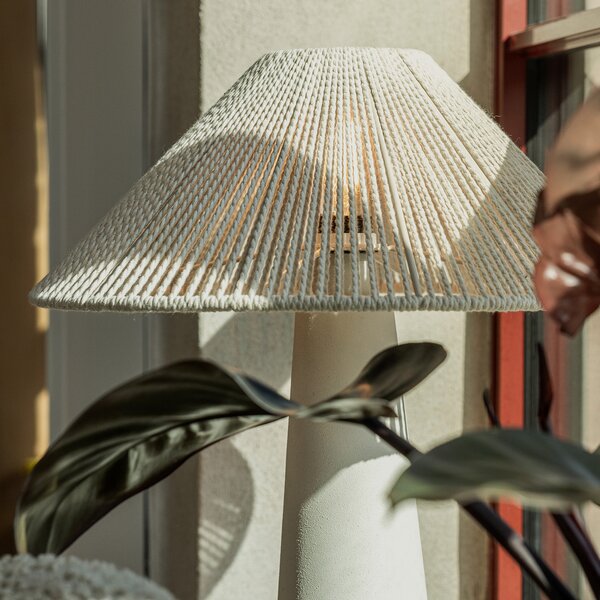 Markslöjd Favoro lampă de masă, crem, înălțime 50 cm, ceramică, textil, Bej, Camera de zi / sufragerie, Ceramică