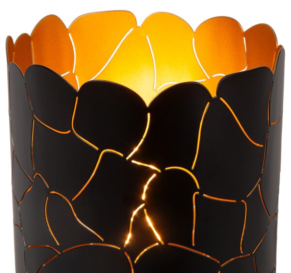 Lucide Lampă de masă Almelo, negru/galben, Ø 15 cm, metal, Negru, Camera de zi / sufragerie, Metal, Modern