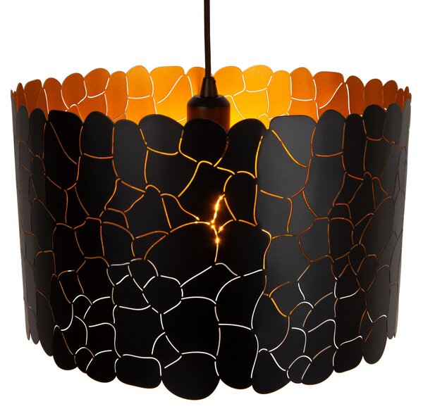 Lucide Lampă suspendată Almelo, 1 bec, negru / auriu, metal, reglabil, Negru, Camera de zi / sufragerie, Metal, Modern