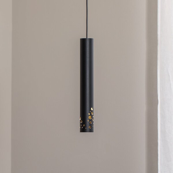 Luminex Lampă suspendată Tibia, 1 bec, negru, oțel, GU10, reglabil, Negru, Camera de zi / sufragerie, Metal