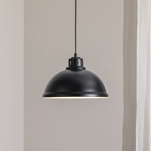 Luminex Lampă suspendată mare Sven, 1 bec, negru, oțel, E27, reglabil, Negru, Camera de zi / sufragerie, Metal, Design industrial