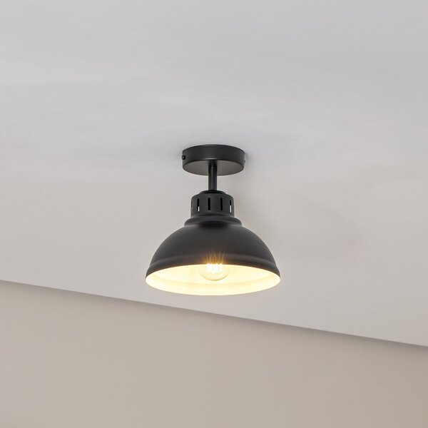 Luminex Plafonieră Sven, 1 bec, negru, oțel, E27, reglabil, Negru, Camera de zi / sufragerie, Metal, Design industrial