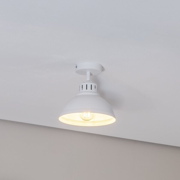 Luminex Plafonieră Sven, 1 bec, alb, oțel, E27, reglabil, Alb, Camera de zi / sufragerie, Metal, Design industrial