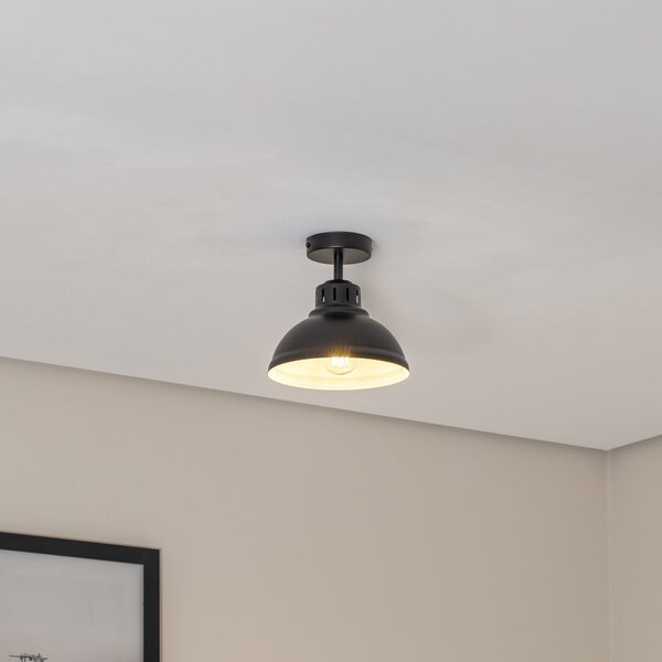 Luminex Plafonieră Sven, 1 bec, negru, oțel, E27, reglabil, Negru, Camera de zi / sufragerie, Metal, Design industrial