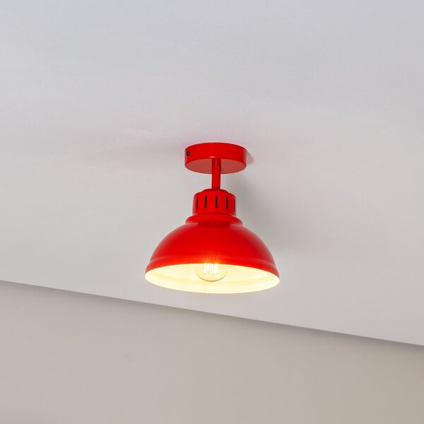Luminex Plafonieră Sven, 1 bec, roșu, oțel, E27, reglabil, Roșu, Camera de zi / sufragerie, Metal, Design industrial