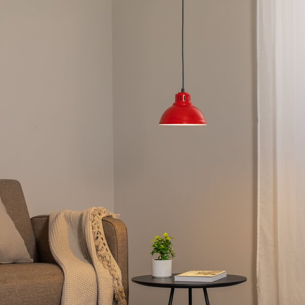 Luminex Lampă suspendată Sven, 1 bec, roșu, oțel, E27, reglabil, Roșu, Camera de zi / sufragerie, Metal, Design industrial