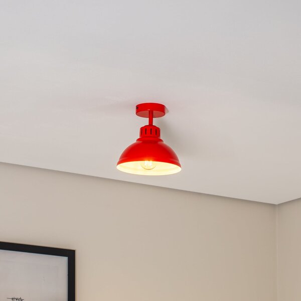 Luminex Plafonieră Sven, 1 bec, roșu, oțel, E27, reglabil, Roșu, Camera de zi / sufragerie, Metal, Design industrial