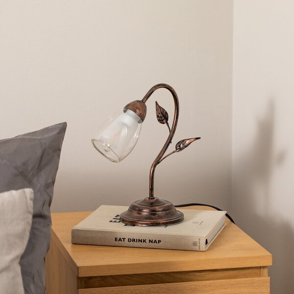 ONLI Lampa de masă Liliana, 1 bec, negru, auriu roșu, metal, Bronz / Alamă Veche, Camera de zi / sufragerie, Metal, Florentin