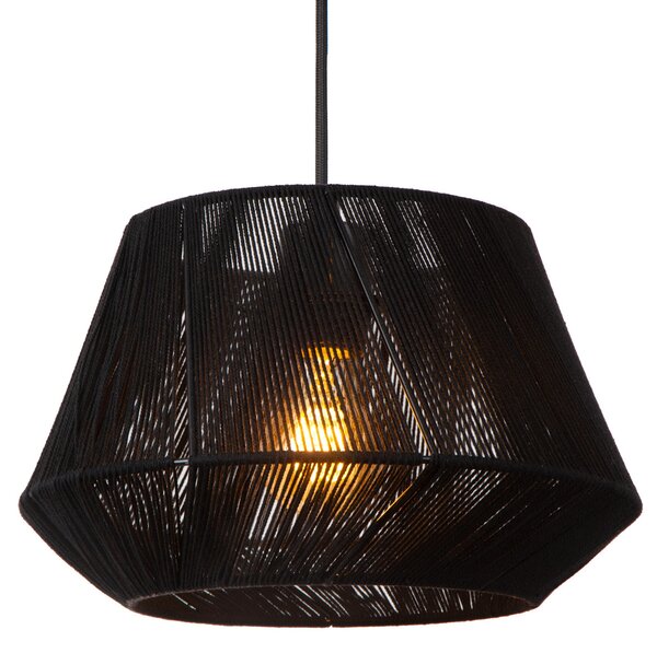Lucide Lampă suspendată Jessica, 3 becuri, negru, Ø 30 cm, bumbac, reglabil, Negru, Camera de zi / sufragerie, Țesătură / Textil