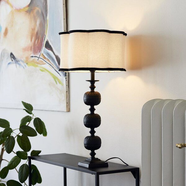 PR Home Lampă de masă Flory, negru/natural, înălțime 70 cm, Negru, Camera de zi / sufragerie, Metal