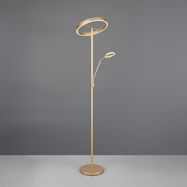Trio Lighting Willis Lampadar LED, auriu, înălțime 180 cm, metal, CCT, dimabil, reglabil, Auriu / Alamă, Camera de zi / sufragerie, Metal, Modern, Lumină de lectură