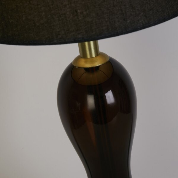 Searchlight Lampă de masă Marakesh negru/gri fumuriu înălțime 67 cm textil/glass, Negru, Camera de zi / sufragerie, Țesătură / Textil