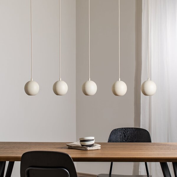 HELAM Lampă suspendată Midway, culoare nisip, 5 becuri, lungime 105 cm, GU10, Bej, Camera de zi / sufragerie, Metal